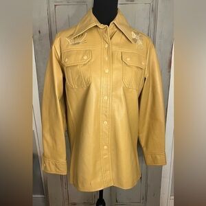 Vintage 60s 70s Rainshield Faux Leather Butterfly Daisy Groovy Hippy Jacket L